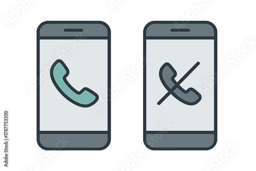 Incoming and blocked call icons displayed on modern smartphone screens