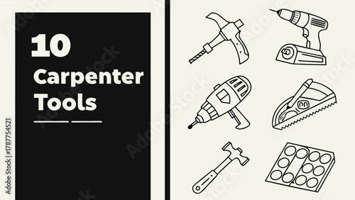 Hand Drawn Carpenter Construction Tools Collection with vector illustration