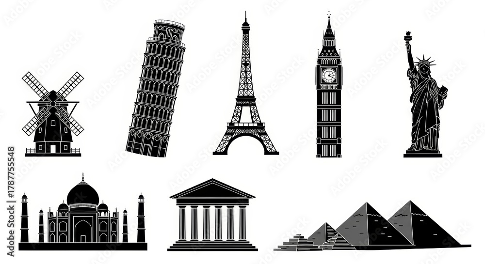 Obraz premium World Landmarks Icon Set