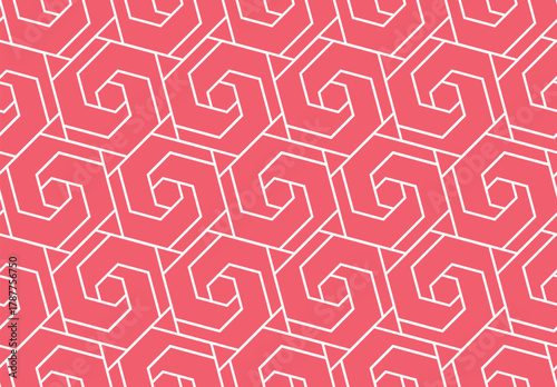 Abstract geometric pattern. A seamless vector background. White and pink ornament. Graphic modern pattern. Simple lattice graphic design