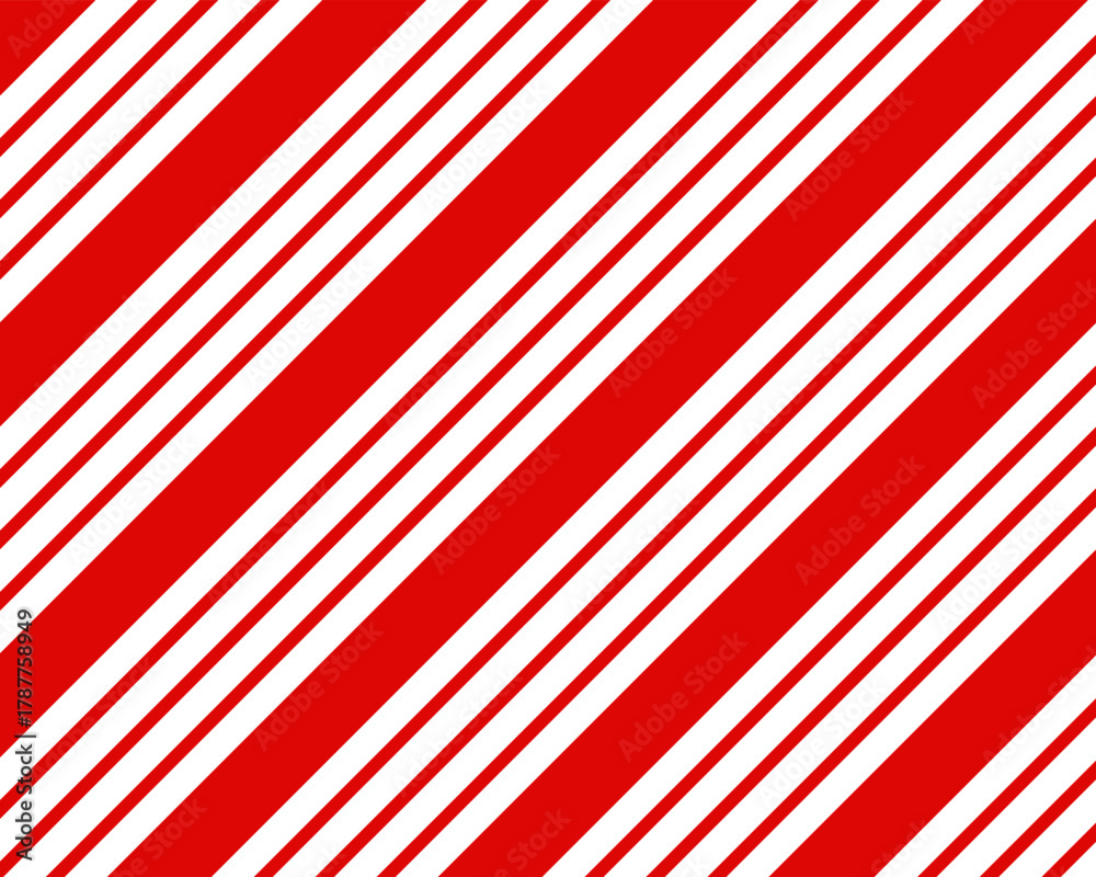 Obraz premium Red green and white Diagonal lines pattern background. Merry Christmas abstract background vector. Gift wrap paper design for holidays. Vertical stripe Christmas pattern Candy cane set.