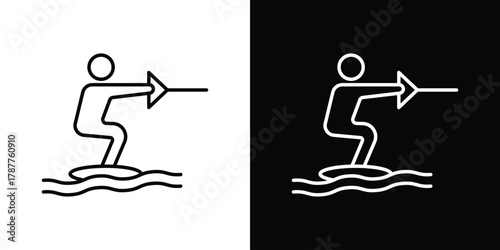 Wakeboarding icon - stroke design. pixel perfect editable line icons