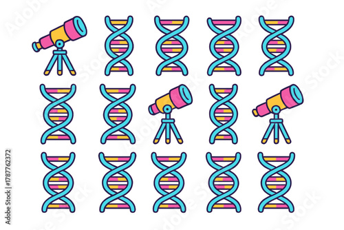 Telescope and DNA helix pattern for science and genetics research