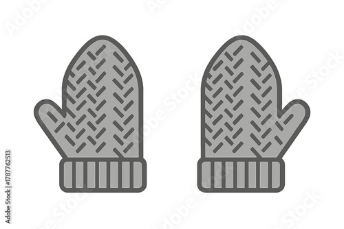 Gray knitted winter mittens with detailed textured pattern