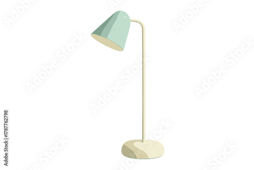 Minimalist floor lamp with curved stand and conical shade