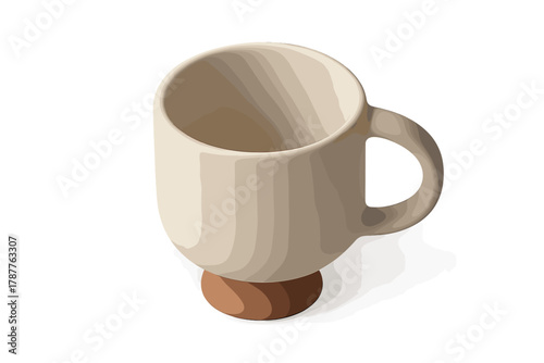 Minimalist ceramic coffee mug with contrasting terracotta base