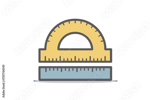 Set of protractor and ruler measuring tools icons