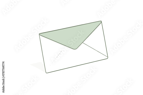 Minimalist outline of a closed envelope with pale green flap detail