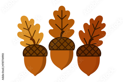 Stylized acorns and oak leaves in warm autumn colors