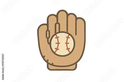 Baseball glove catching ball simple graphic element icon