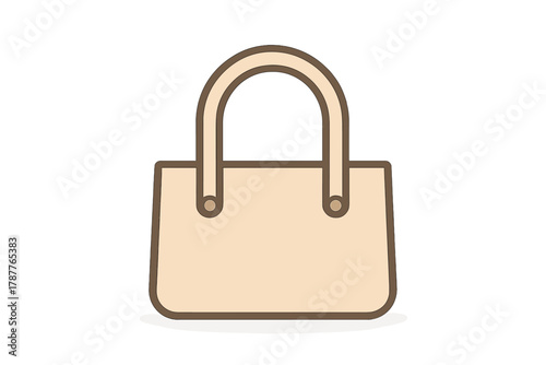 Beige handbag icon with brown outline and handles