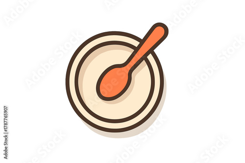 Minimalist bowl and spoon icon for dining and kitchen concepts