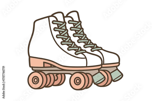 Retro quad roller skates with pastel accents and white boots