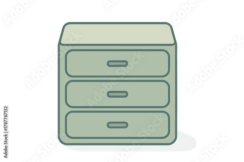 Minimalist three-drawer storage cabinet with soft rounded edges