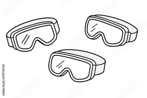 Three stylized ski or snowboard goggles icons for winter sports