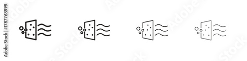 Air purification icon outline symbol. Editable Stroke collection.