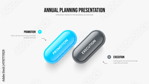 Consulting Strategy Two Step Diagram Frame Layout. Visual Solution 2 Option Infographic Presentation Template. Business Launch Slide Design Vector Illustration.