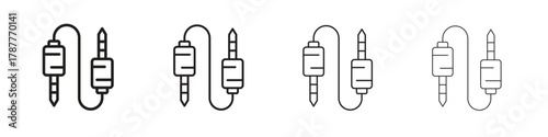 Audio Cable icon outline symbol. Editable Stroke collection.
