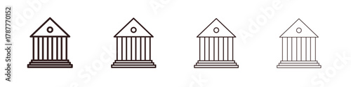 Bank icon outline symbol. Editable Stroke collection.