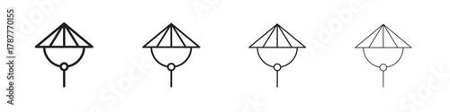 Bamboo hat icon outline symbol. Editable Stroke collection.