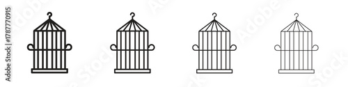 Bird cage icon outline symbol. Editable Stroke collection.