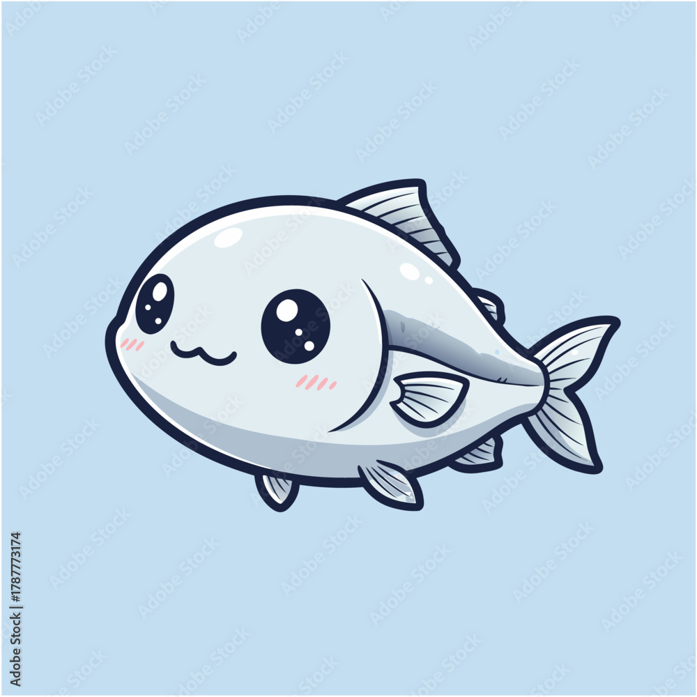 Obraz premium Cute and charming fish illustration, marine animal cartoon character