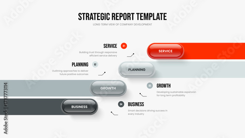 Investor Insight Four Element Infographic Presentation Layout. Company Briefing Slideshow Template Vector Illustration. Professional Forecast 4 Option Diagram Frame Design.