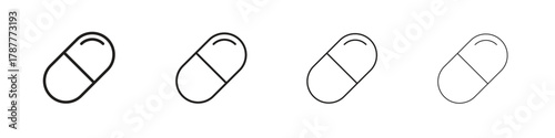 Capsule icon outline symbol. Editable Stroke collection.