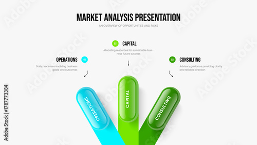 Company Forecast Presentation Layout Vector Illustration. Marketing Solution 3 Step Infographic Frame Template. Modern Overview Three Option Diagram Slide Design.