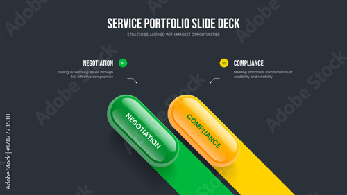 Professional Performance Frame Template Vector Illustration. Corporate Insight 2 Element Diagram Presentation Design. Visual Campaign Two Option Infographic Slide Layout.