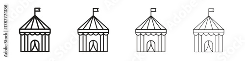 Circus tent icon outline symbol. Editable Stroke collection.