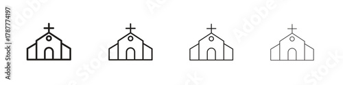 Church icon outline symbol. Editable Stroke collection.