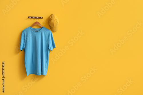 Stylish blue t-shirt and ca...