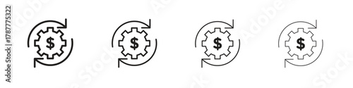 Costs optimization icon outline symbol. Editable Stroke collection.