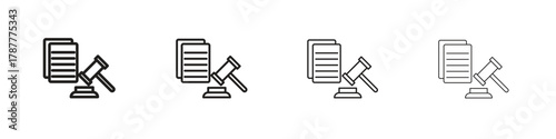 Court decision icon outline symbol. Editable Stroke collection.
