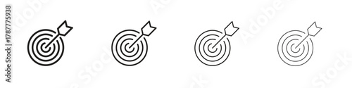 Darts icon outline symbol. Editable Stroke collection.
