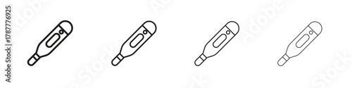 Digital thermometer icon outline symbol. Editable Stroke collection.