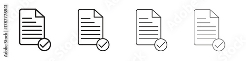 Document accepted icon outline symbol. Editable Stroke collection.