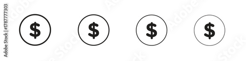 Dollar icon outline symbol. Editable Stroke collection.