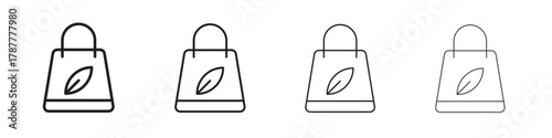 Eco bag icon outline symbol. Editable Stroke collection.
