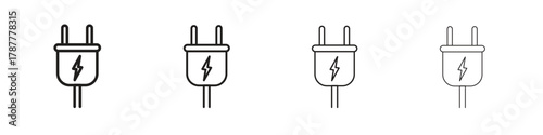 Electric plug icon outline symbol. Editable Stroke collection.