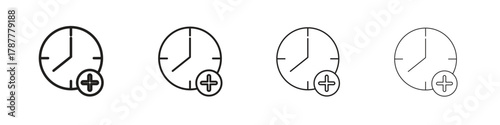 Extra hours icon outline symbol. Editable Stroke collection.
