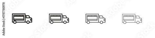 Food truck icon outline symbol. Editable Stroke collection.
