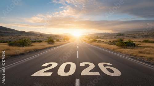Wallpaper Mural Future journey ahead year 2026 on an open road under a bright sky landscape photography Torontodigital.ca