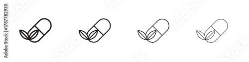 Herbal capsule icon outline symbol. Editable Stroke collection.