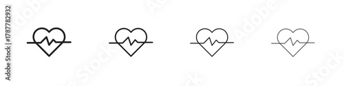 Heart rate icon outline symbol. Editable Stroke collection.