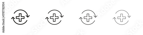 Health recovery icon outline symbol. Editable Stroke collection.
