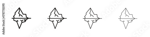 Iceberg icon outline symbol. Editable Stroke collection.