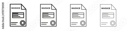 Invoice icon outline symbol. Editable Stroke collection.