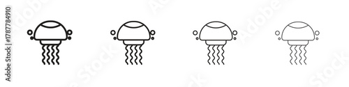 Jellyfish icon outline symbol. Editable Stroke collection.
